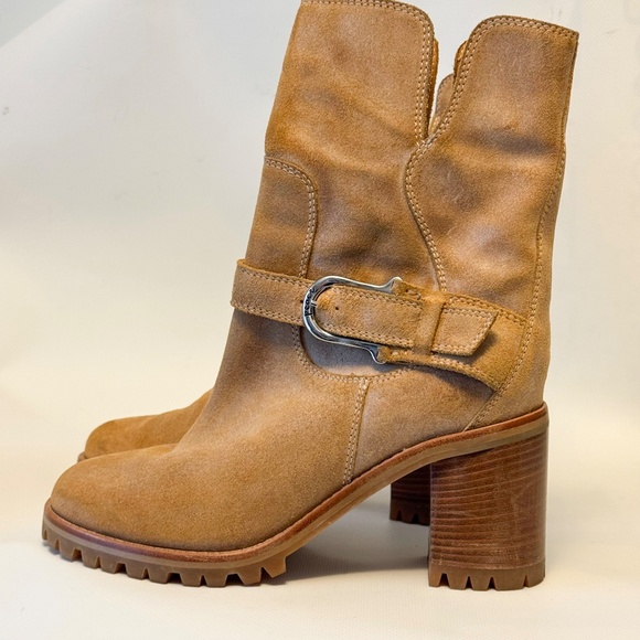 BOOTS Platform Italian Leather Chunky Heel RIGHT BANK BOOT Company Femme 7 B - Picture 1 of 9